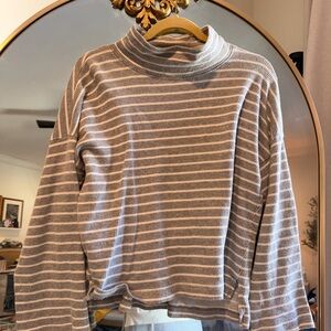 Madewell | Striped Gray and White Turtleneck Sweater